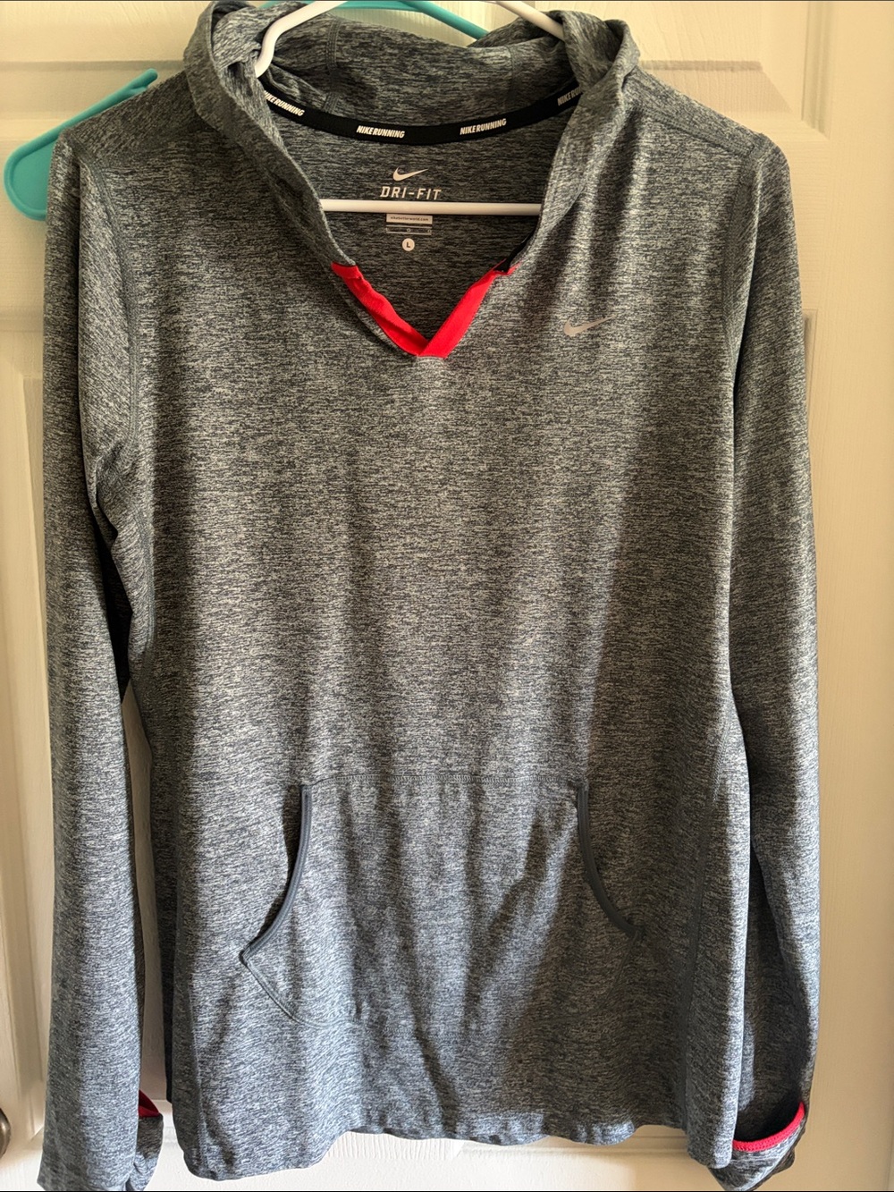 Nike Men’s Gray Dri-FIT Crewneck Pullover with Red Trim
